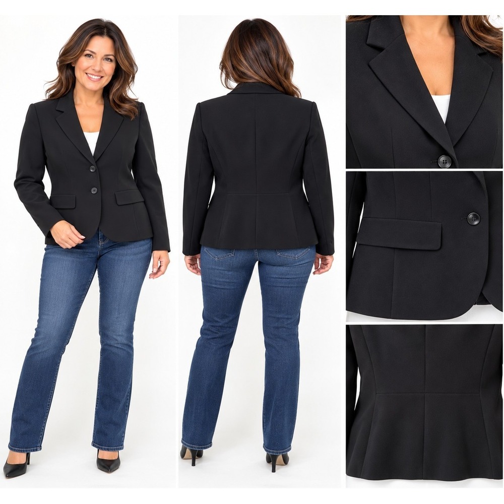 Nine West Black Double  Button Blazer Sz 2 Workwear Office Preppy